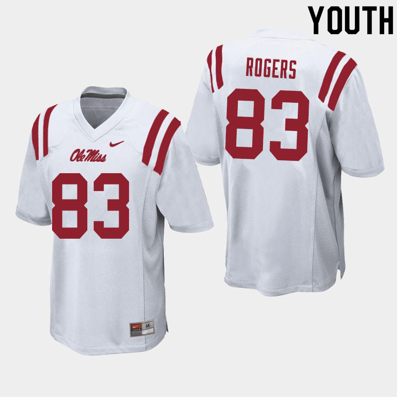 Youth #83 Chase Rogers Ole Miss Rebels College Football Jerseys Sale-White